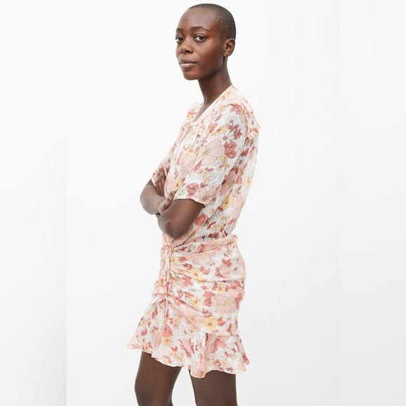 NWOT VERONICA BEARD 100% Silk Dakota Floral Ruched Dress, Size 12 - Picture 3 of 15